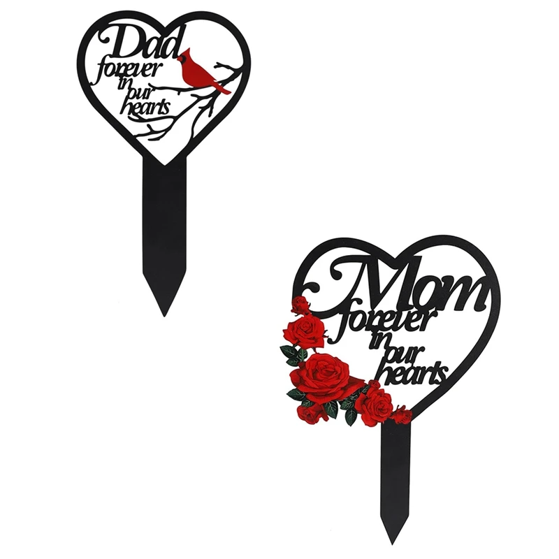 

Memorial Grave Markers Heart Memorial Plaque Stake Sympathy Grave Markers Cemetery Cardinals Garden Stake Memorial