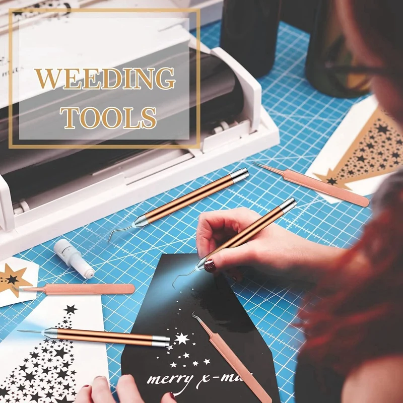 Weeding Tools Set Kit Vinyl With LED Light Kit 3 LED Pen With 5 Pin And Hook Lighted Weeding Hook Tweezers For Cutting