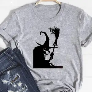 Camiseta estampada feminina estilo rosto de bruxa, camiseta de ação de graças, outono, outono, senhoras 8 principais vendas blusa bruxaria - №2