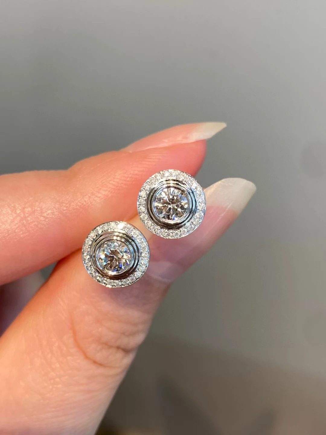 10K Solid Gold Lab-Grown Diamond Round Disc Earrings, 0.5CT, Yellow Gold Color, Fashion Fine Jewelry Earrings with Platinum Cust - view 3