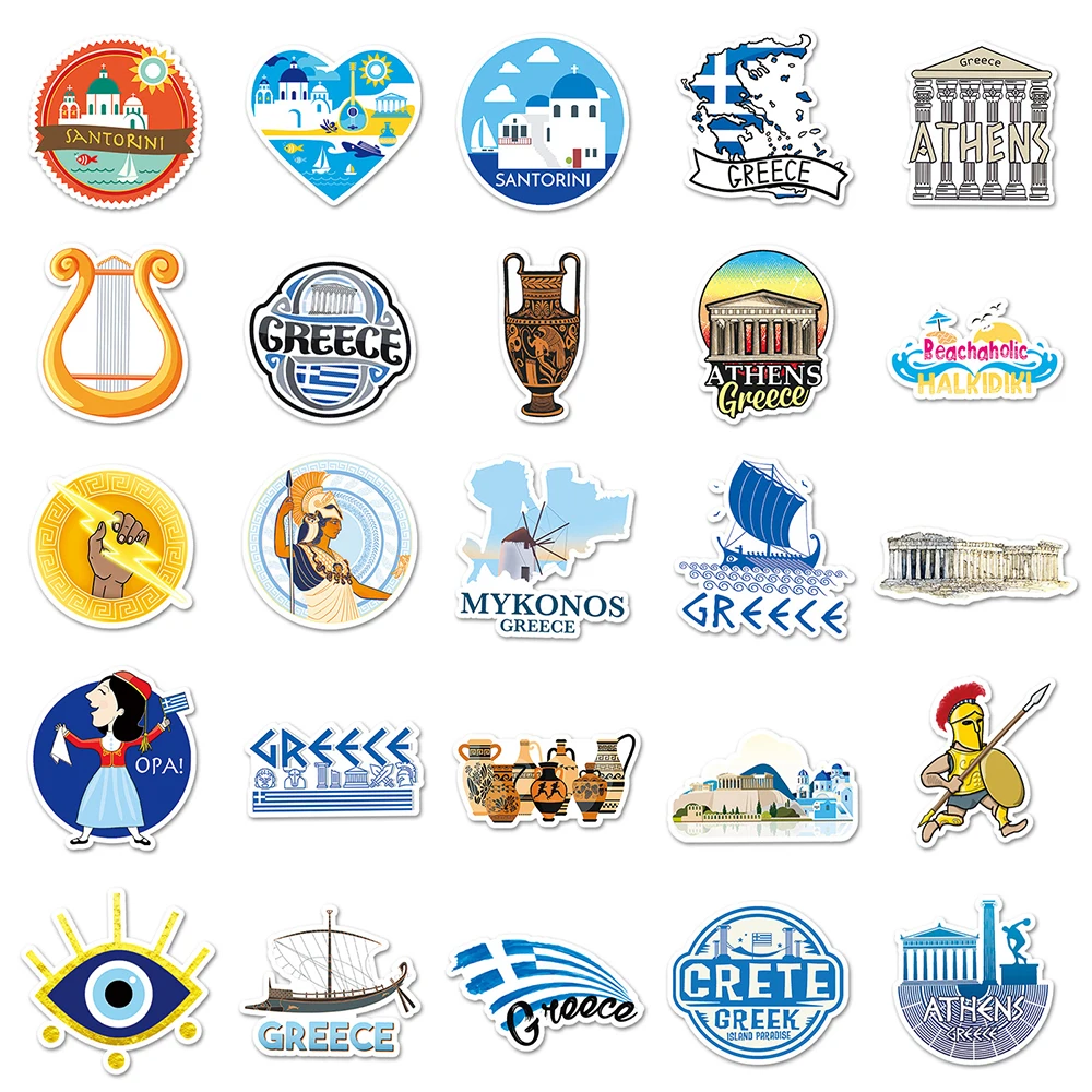 10/30/50pcs Tourist Landscapes Greece Stickers DIY Scenery Cartoon Sticker Diary Scrapbooking Car Motorcycle Decorative Decals