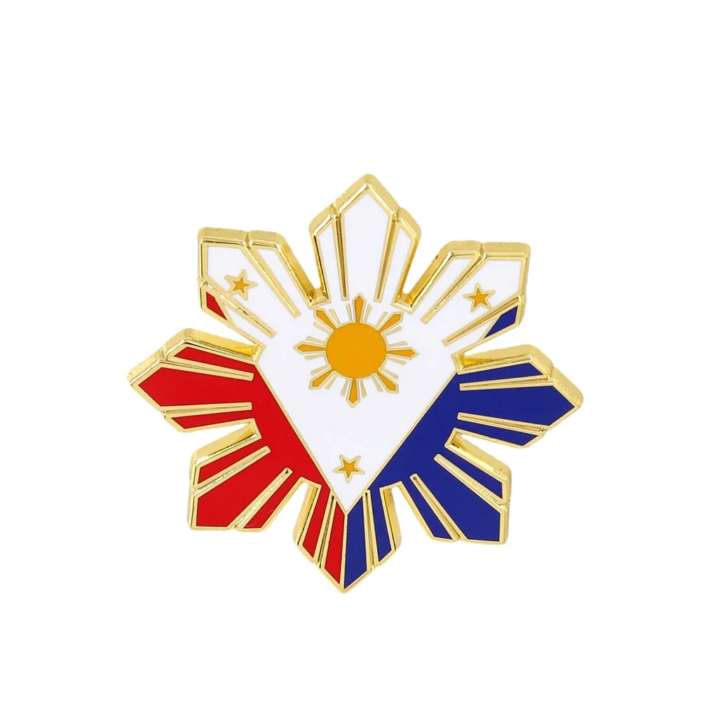 Pin esmaltado con bandera del sol de Filipinas, Pin de solapa del orgullo filipino, accesorios para mochila y ropa
