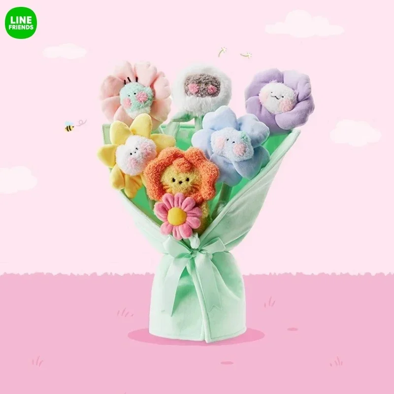 

Line Friends Roy6 Minini Kawaii Big Bouquet Doll Anime Eddy Simulation Flowers Cartoon Dolls Pendants Decoration Toy