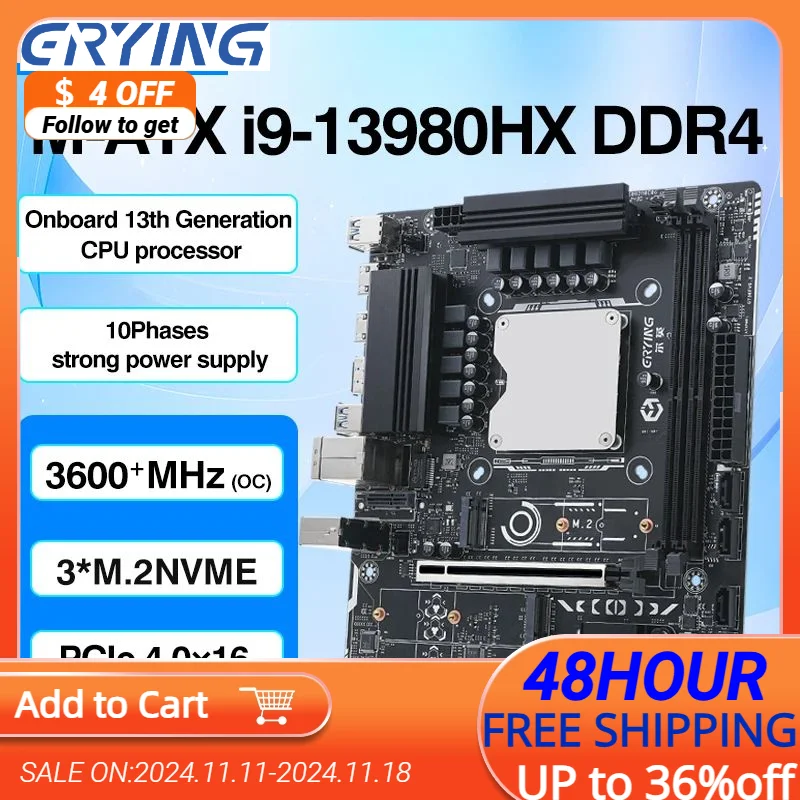 DIY Gaming Computer ERYING pc gamer Motherboard CPU RAM COMBO kit i9 13980HX 24C32T DDR4 RAM Memory Desktop placa mae MODT