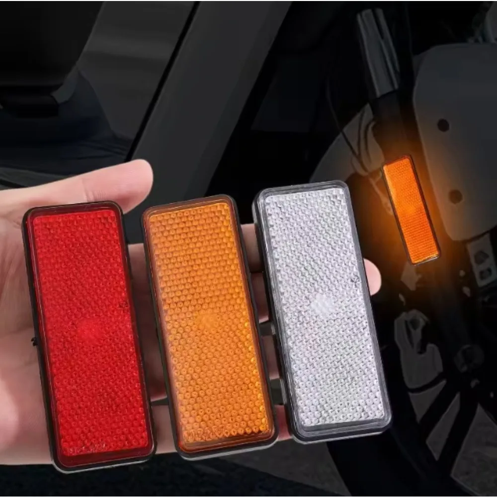 1pc Motorcycle Rectangular Reflector Red/Yellow Plastic Warning Reflective Sticker Universal Accessories for ATV Bicycle Scooter