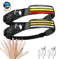 2022 New Wave Induction COB Headlight USB Charging LED High Power Headlamp Outdoor Night Running Head Torch Fishing Head Light