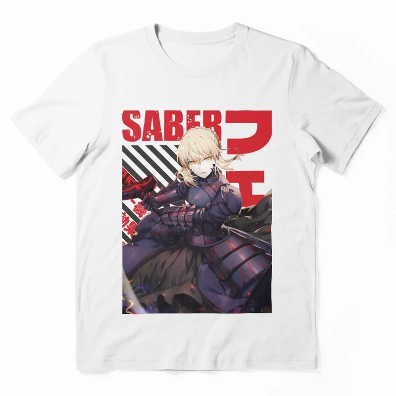 Saber Alter Fate Stay Night Anime Graphic T-Shirt Japanese Anime Manga Vintage Print Unisex Short Sleeve Casual Streetwear Tee