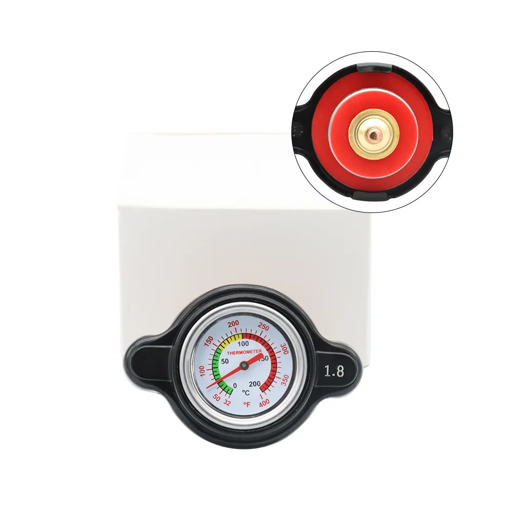 High Pressure Radiator Cap with Temperature Gauge, 1.8 Bar Radiator Cap 25.6Psi for Honda, Kawasaki, Suzuki, Yamaha