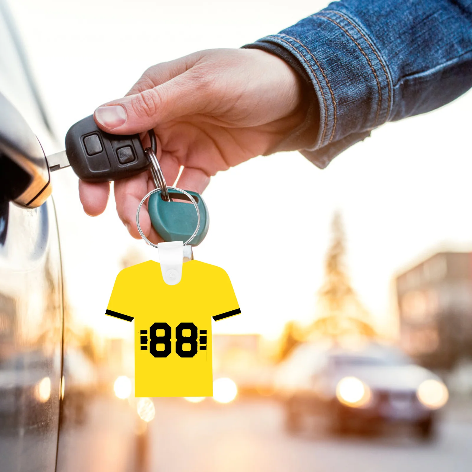 40Pcs Mdf Fiberboard Sublimation Keychain Blanks DIY Blank Key Rings Craft Supplies Custom Pendant Accessories Bulk