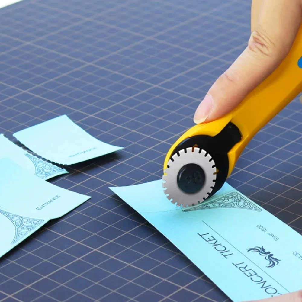 OLFA PRC‑3 Perforating Rotary Cutter & RTY‑1 Straight Cut Rotary Cutter, 28mm Perforation Art Rolling Cutter
