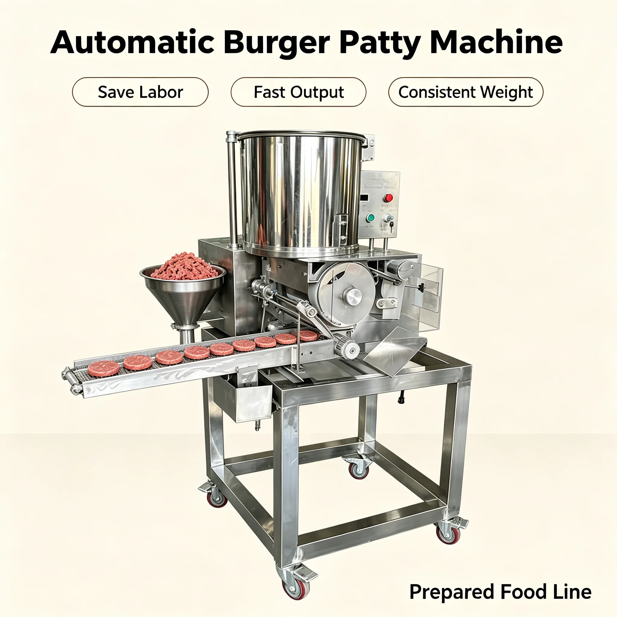 Meat Patty Machine, Adjustable Mould Auto Forming Device for Seafood & Beef Patty Commercial Production