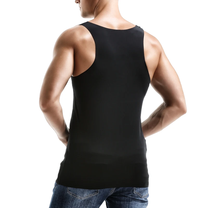 

2PC A vest, men's ice silk seamless undershirt, sleeveless underwear, pure white sports hurdles thin base layer