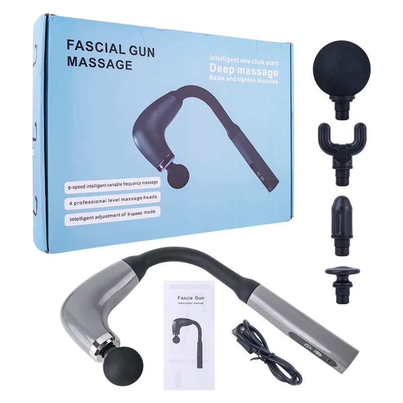 Pistola de masaje para aliviar el dolor de espalda y relajación muscular 9 niveles de velocidad ajustables y mango extensible para esculpir músculos