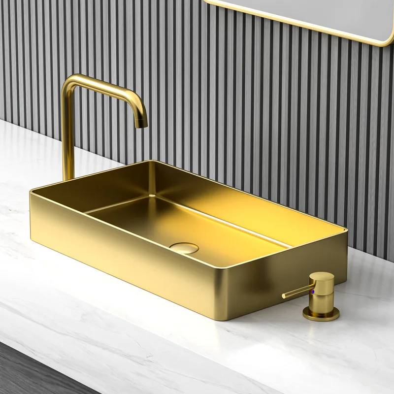 

570*320*80MM Top Quality wash basin SUS304 Stainless steel hand basin Luxury washbowl Bathroom sink Fashion Lavabo,Gold/Black