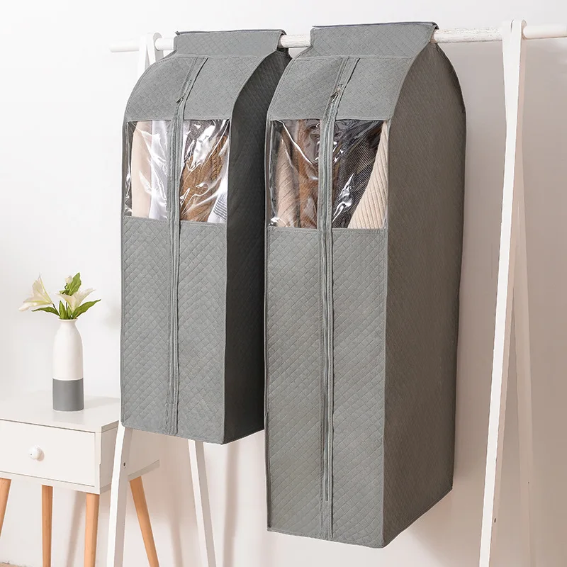 Clothes Hanging Dust Cover Dress Suit Coat Storage Bag Case Organizer Wardrobe Dress Clothing Protector Cover Garment Rack Cover