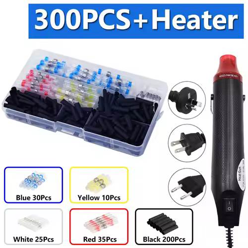300W Electrical Mini Heat Gun Handheld Hot Air Gun with 300PCS Heat Shrink Butt for DIY Craft Embossing Shrink Wrapping PVC - Image 8