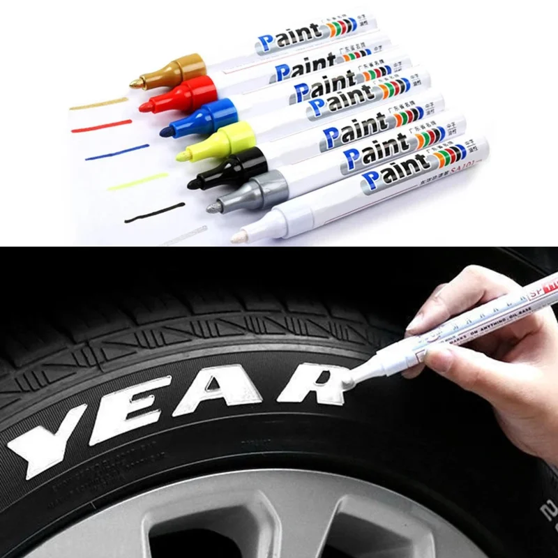 1PCS Car Paint Pen Waterproof Car Wheel Tire Oily Painting Mark Pen Auto Rubber Tyre Tread CD Metal Permanent Paint Marker