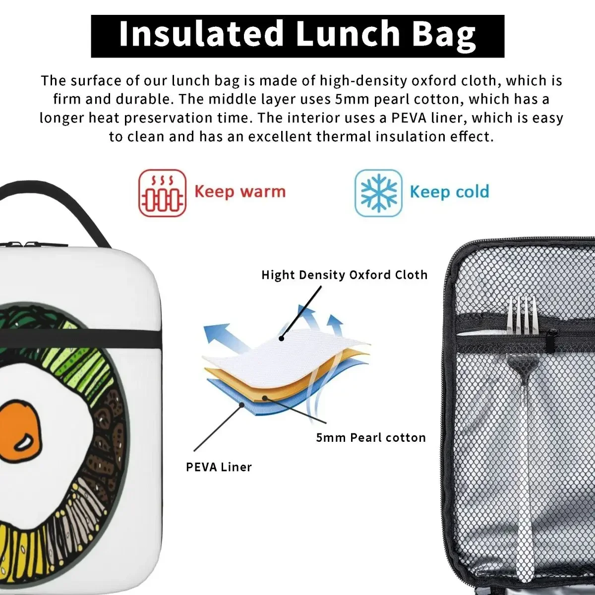Hot Sale Perfect Combo Bimbimbap Travel Style Neoprene Lunch Bag Office Lunch Snack Bag