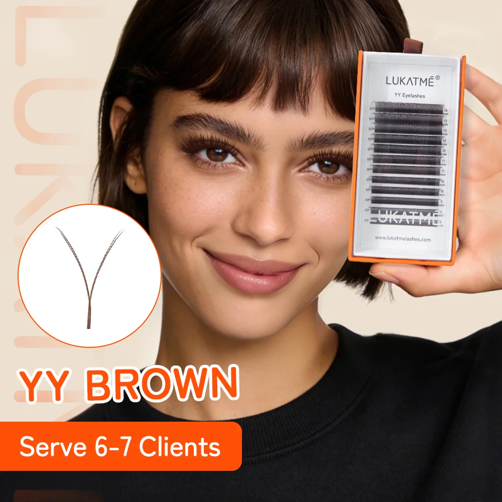 

LUKATME YY Shape Brown Eyelashes Colorful Lashes Extensions Soft Natural Lash Premium Individual Eyelash Makeup Cosplay Use