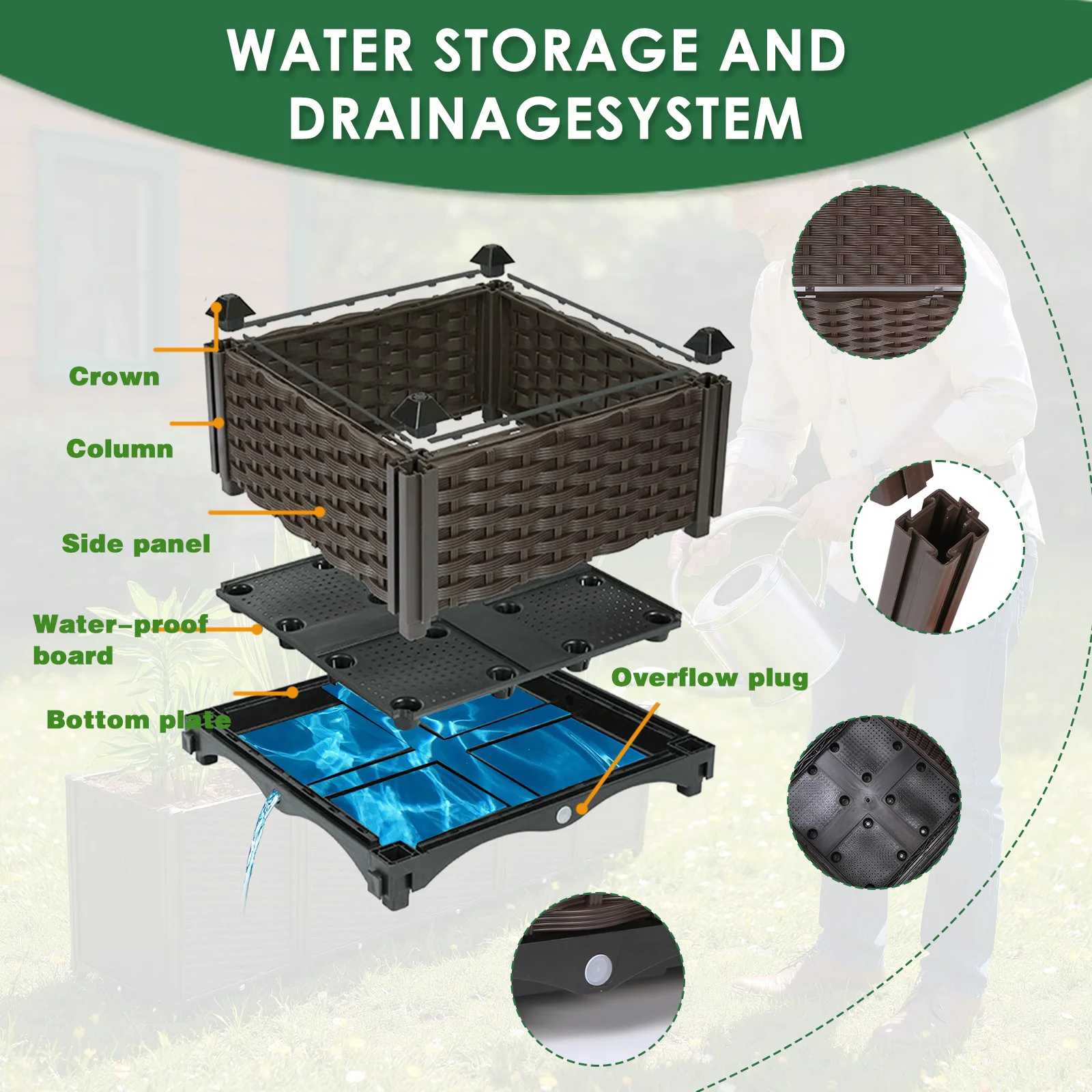 

Кашпо для выращивания растений на открытом воздухе 79x16x20 дюймов, для цветов и овощей