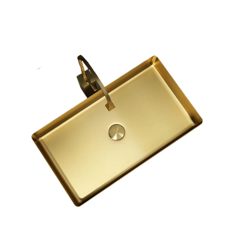 Rectangle, black stainless steel countertop basin, metal wash basin, household bathroom, high-end washbasin, single basin