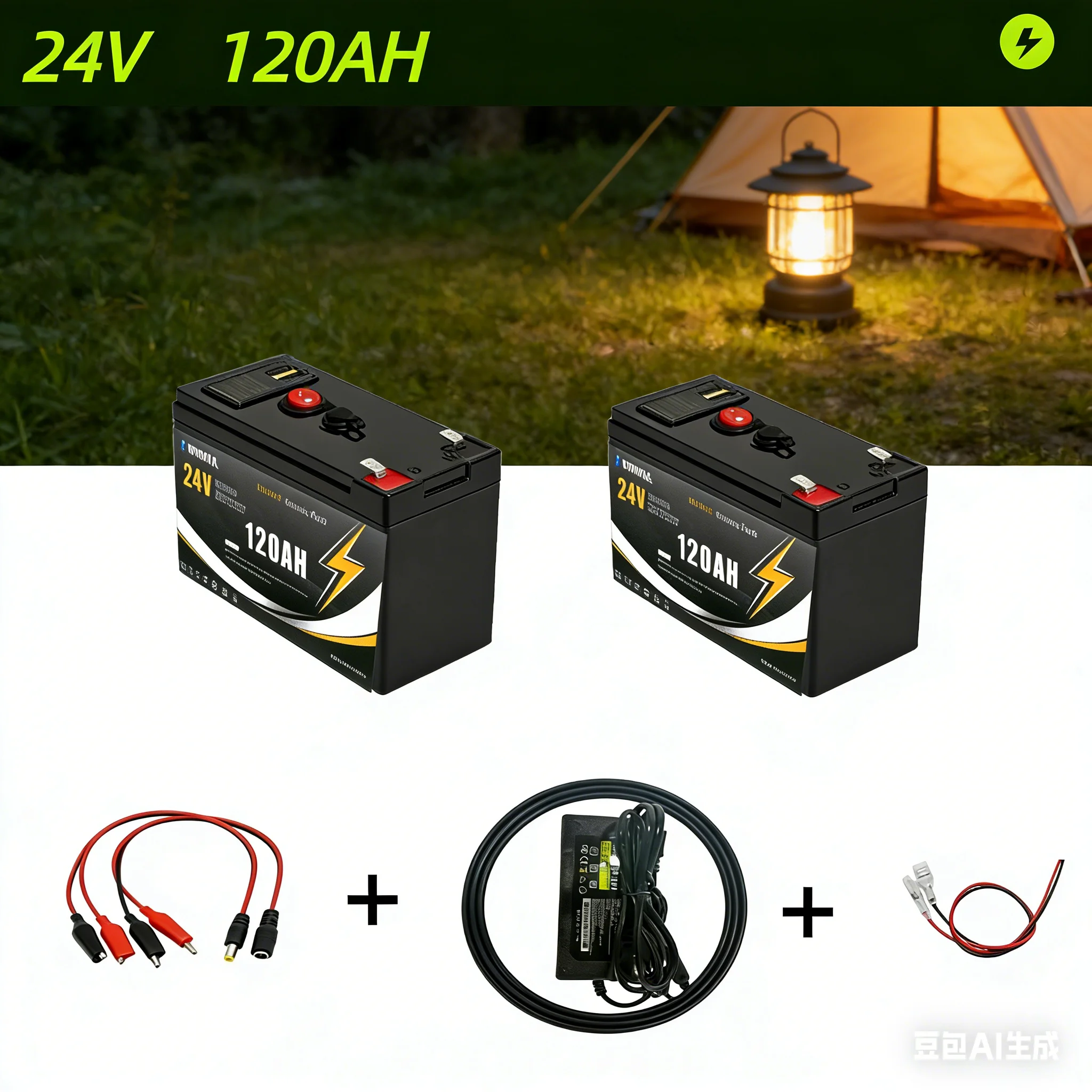 

24 volt 200 ampere hour lithium iron phosphate battery, with an ultra long range suitable for solar energy and outdoor camping