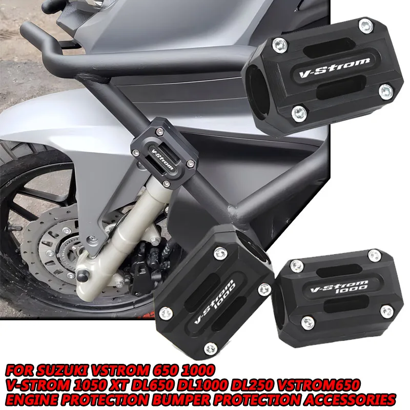 For Suzuki Vstrom 650 1000 v-strom 1050 xt DL650 DL1000 dl250 vstrom650 Crash Bars Engine Bumper Protective Block 22MM 25MM 28MM