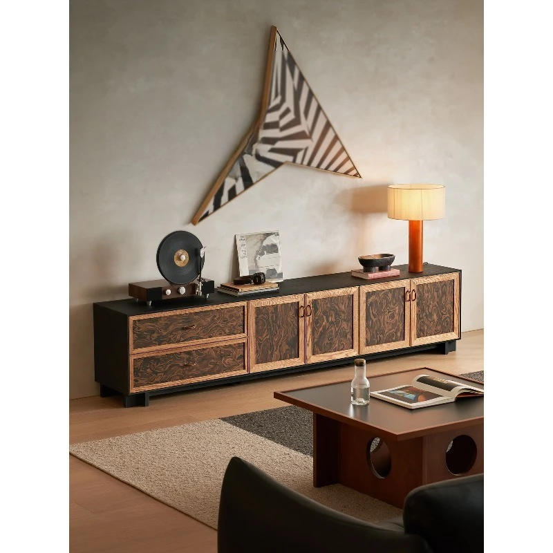 

Medieval TV cabinet, living room, household storage locker, integrated solid wood small apartment Z