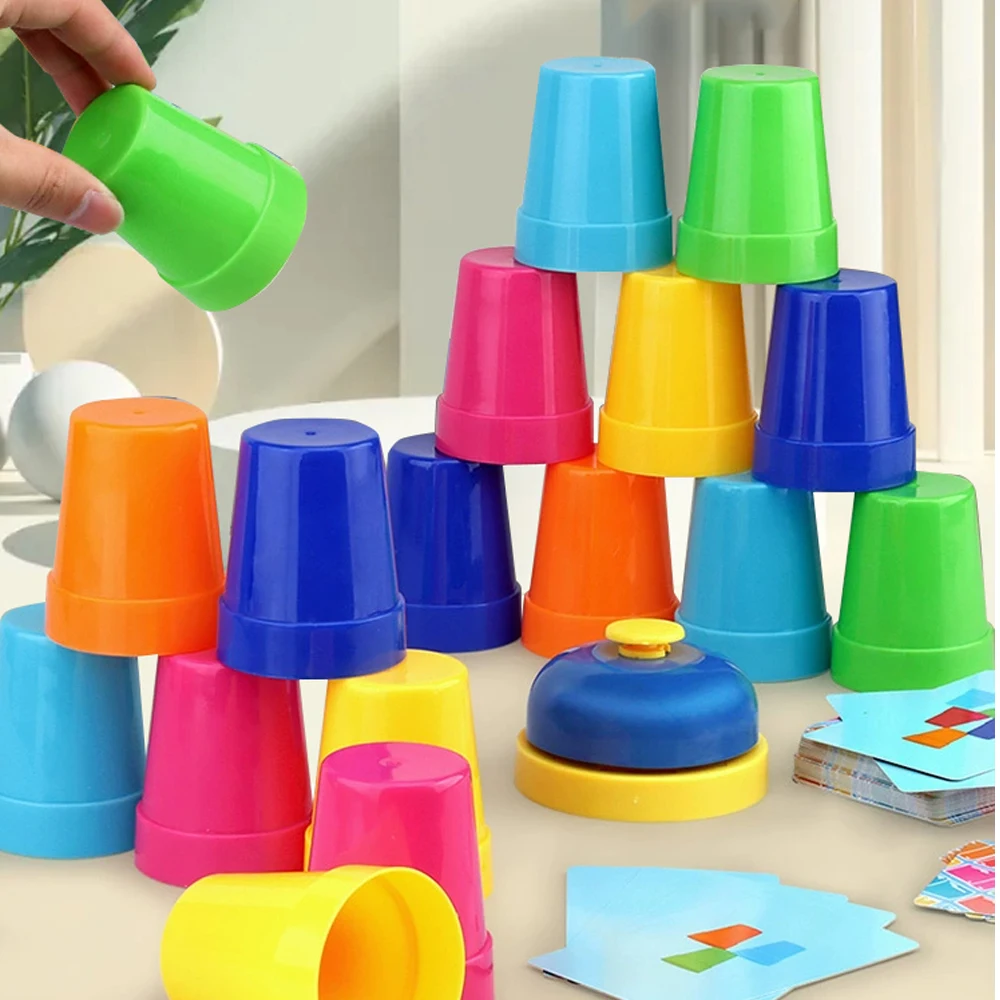 

Kids Quick Stack Cup Game, Speed Training Color Matching Toy, Logic Focus Indoor Family Battle Game for Toddlers