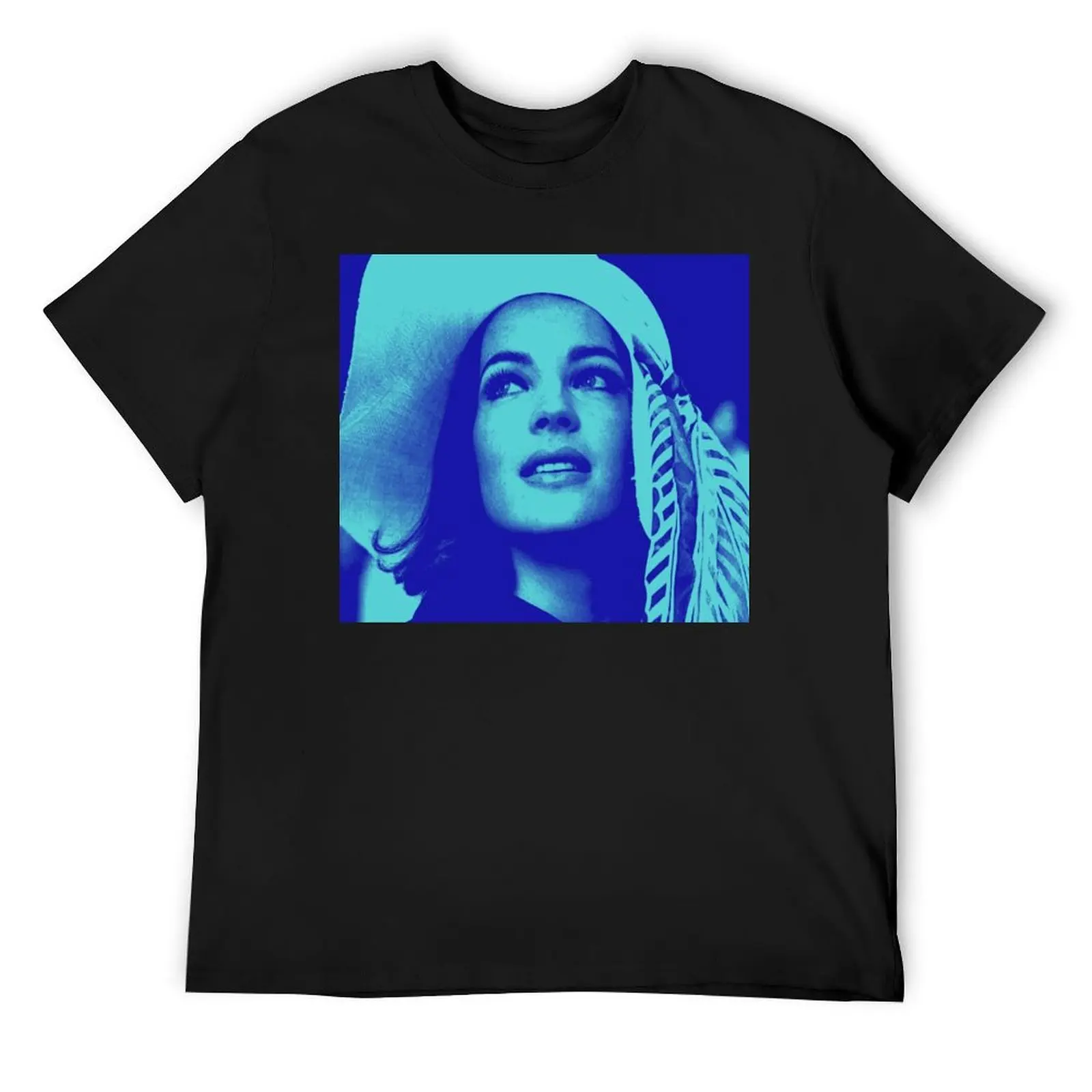 Romy Schneider in blue T-Shirt boys animal print Blouse mens cotton t shirts