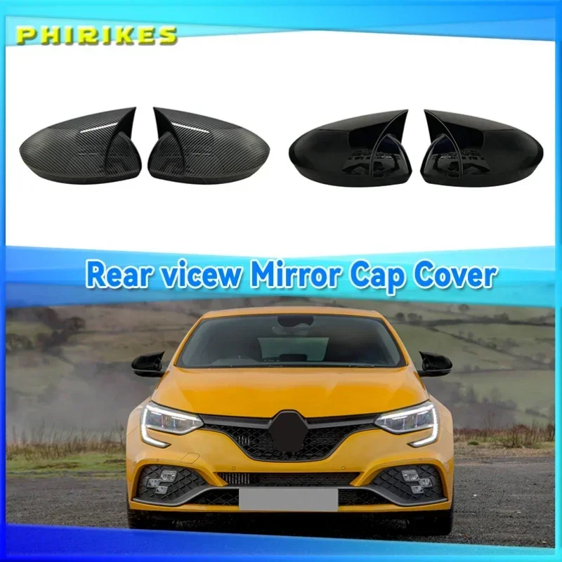 Bat Design Mirror Cover for Megane 4 IV Renault 2016-2021 Piano Black Tuning Auto Sport Bat Design RS Side Car styling