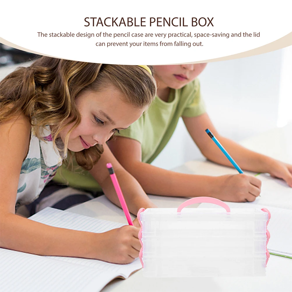 

2 Pcs Stationery Box Multi functional Pencil ganizer Transparent Portable Container Large Capacity PP Material Compact