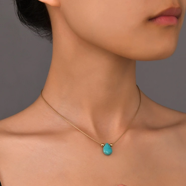 2025 Tribal Unisex Necklace Waterproof Waxed Cord Bohemian Teardrop Turquoise Pendant Adjustable  Festival Beach Jewelry