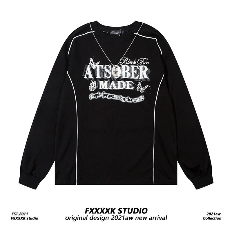 

Оригинальная американская креативная футболка FXK с длинным рукавом и надписью, в стиле хип-хоп, модная, для дома