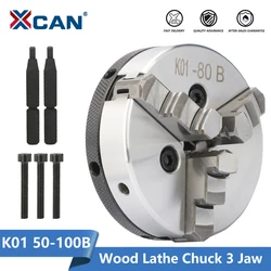 XCAN Lathe Chuck K01 50 63 80B 100B Self-Centering Mini Lathe Chuck 3 Jaw Wood Lathe Tool