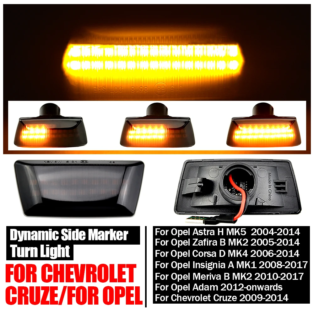

2PCS LED Dynamic Turn Signal Light Side Marker Sequential Blinker For Opel Astra H MK5 Insignia Zafira Corsa D MK4 Meriva Adam