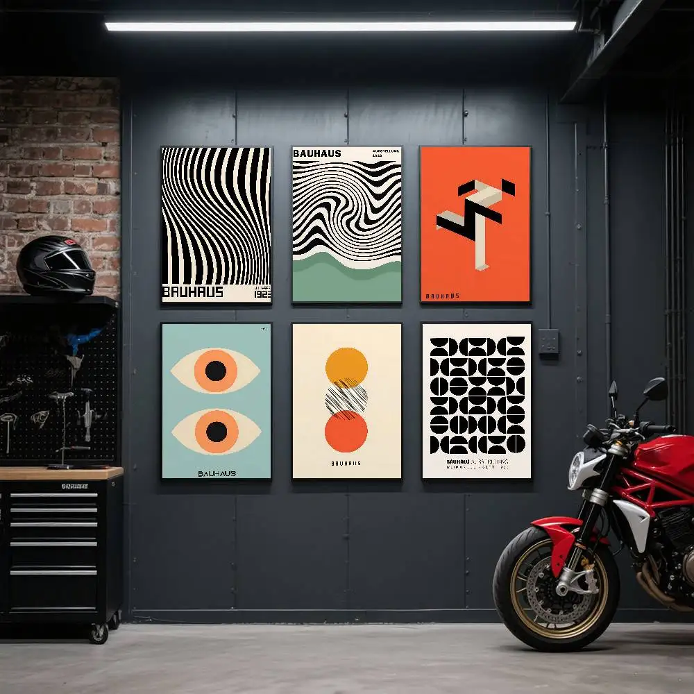 Abstrakter orangefarbener Bauhaus-Poster-Kunstdruck im geometrischen Anime-Stil, Heimdekoration, ideales Geschenk, perfekte Raumdekoration