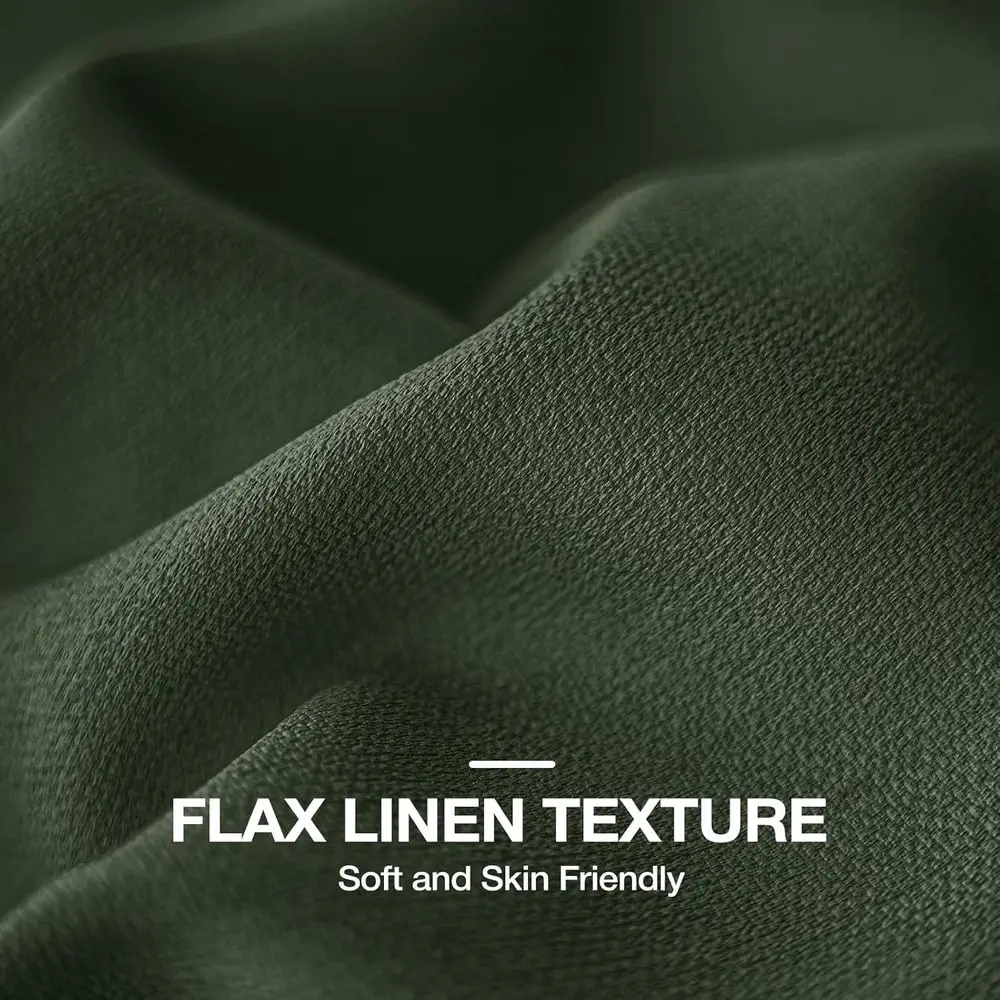 Linen-Textured 96 Blackout Curtains, 2 Panels, Room Darkening & Insulated, Farmhouse Style, Olive view 5