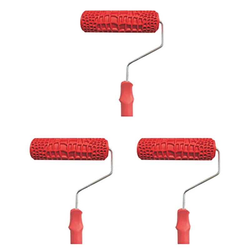 

Y51A-3Pcs 7-дюймовый тисненый валик для рисования крокодиловой кожи с ручкой для украшения стен