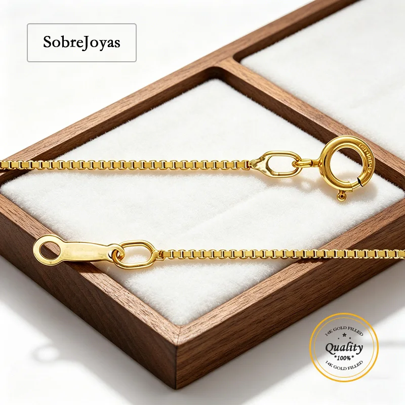 14K Gold Filled Minimalist Box Chain Necklace 0.85MM for Women Gold Jewelry Finished Necklace