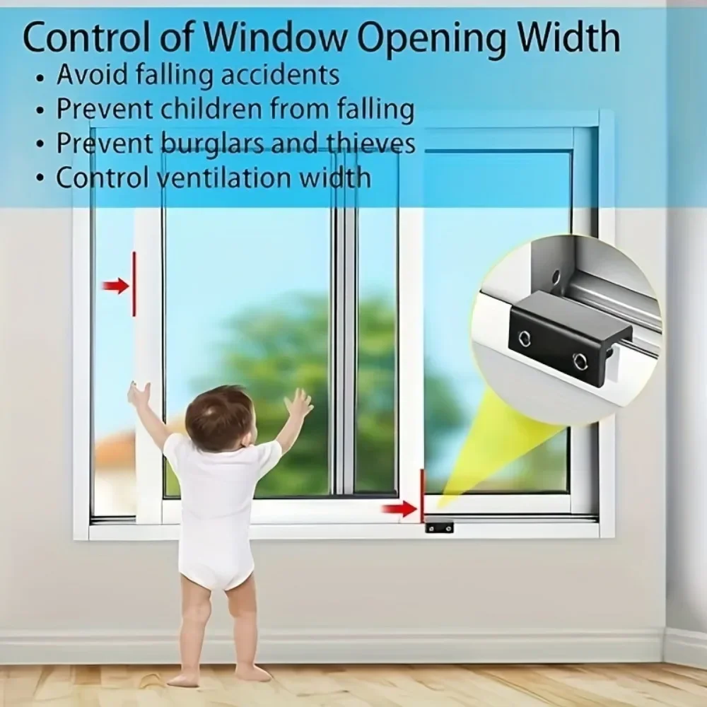 أقفال النوافذ للنوافذ الرأسية والأفقية بدون مثقاب تثبيت سدادات نافذة ألومنيوم قابلة للتعديل #6