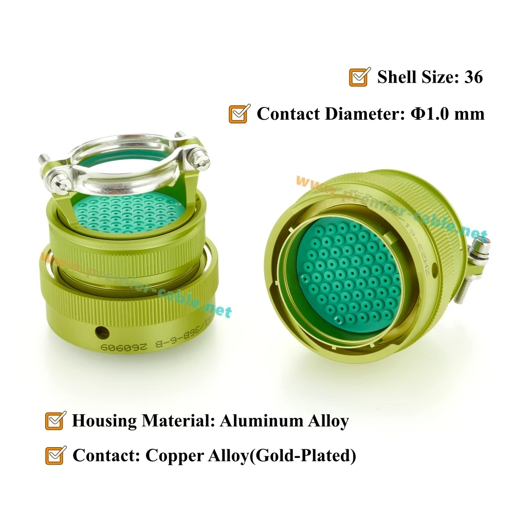 СНЦ23 Series 61 Pin Male Plug with Straight Clamp Cable Tail, ZH23-61/36B-6-B, СНЦ23-61/36B-6-B, SNTs23-61/36V-6-V