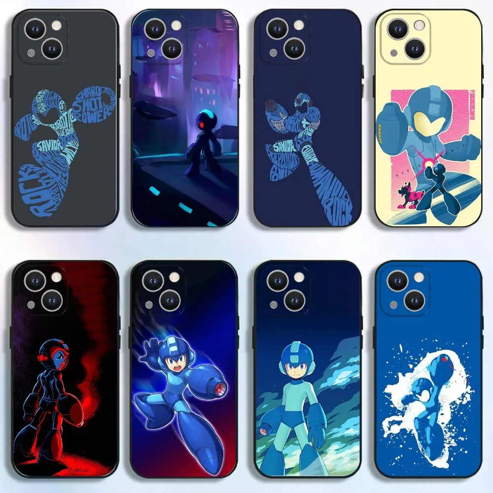 

R-Rockman M-Megaman Game Phone Case For iPhone 16,15,14,13,12,11 Plus,Pro Max,XS,X,XR,SE,Mini,8,7,Soft Silicone Black Cover