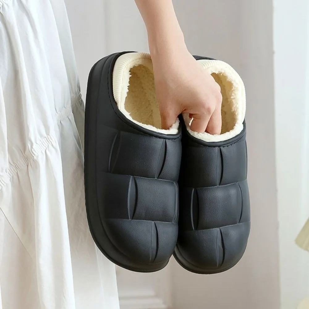 Added Velvet Winter Cotton Slippers Thick Soled Soft Breathable Non Slip Cotton Shoes Comfortable Lightweight Warm Slippers