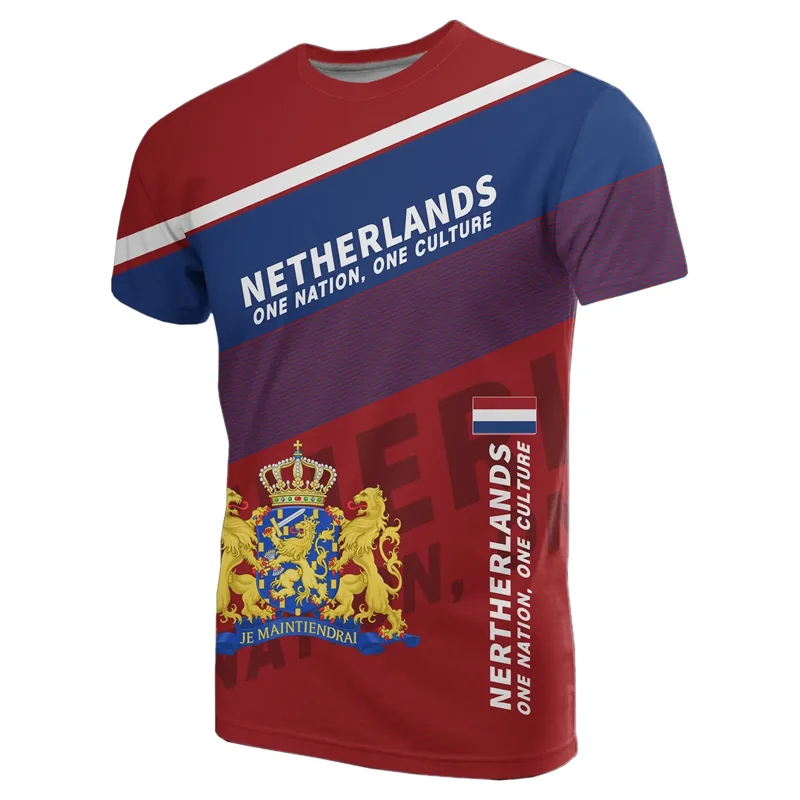 Netherlands Flag Graphic T-shirt For Men 3d Printed Dutch T Shirt Mens Oversized Short Sleeve Outdoor Tee Shirts Tops