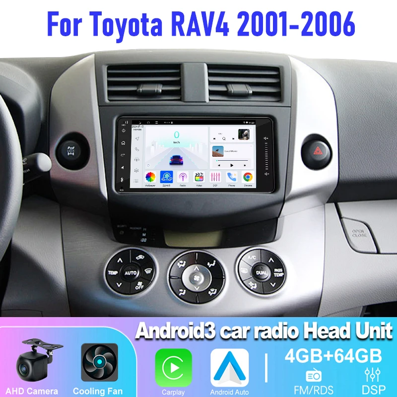 

4-64GB 7" Car Stereo Radio Wireless Carplay For Toyota RAV4 RAV 4 2001-2006 Android Auto Head Unit FM GPS BT Touch Screen