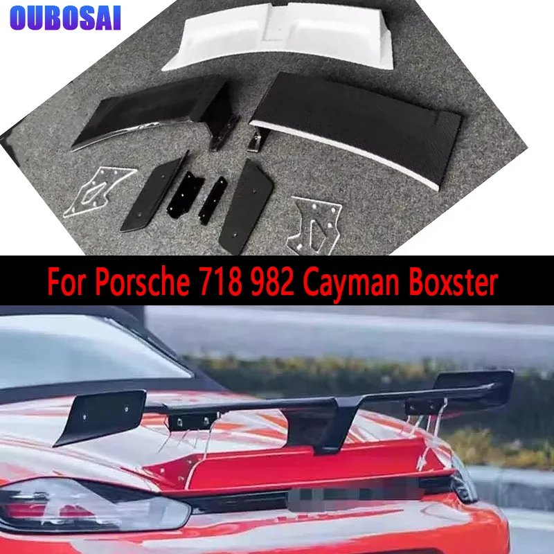 

CMS Style Carbon Fiber Tail fins For Porsche 718 982 Cayman Boxster Rear Trunk Spoiler Guide Wing Rear Wing diverter body kit