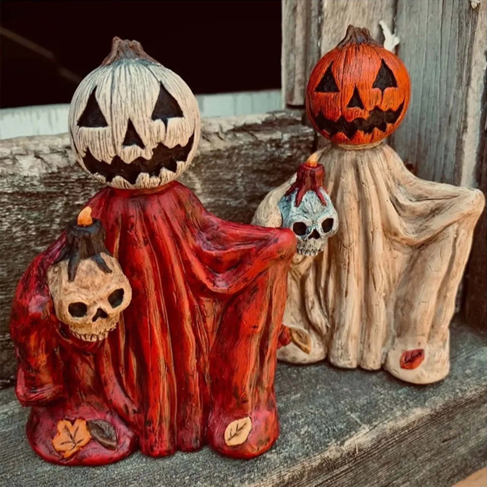 Pumpkins Head-Wizard Decor Home Decoration Miniature Figurine For Halloween Seasonal Present