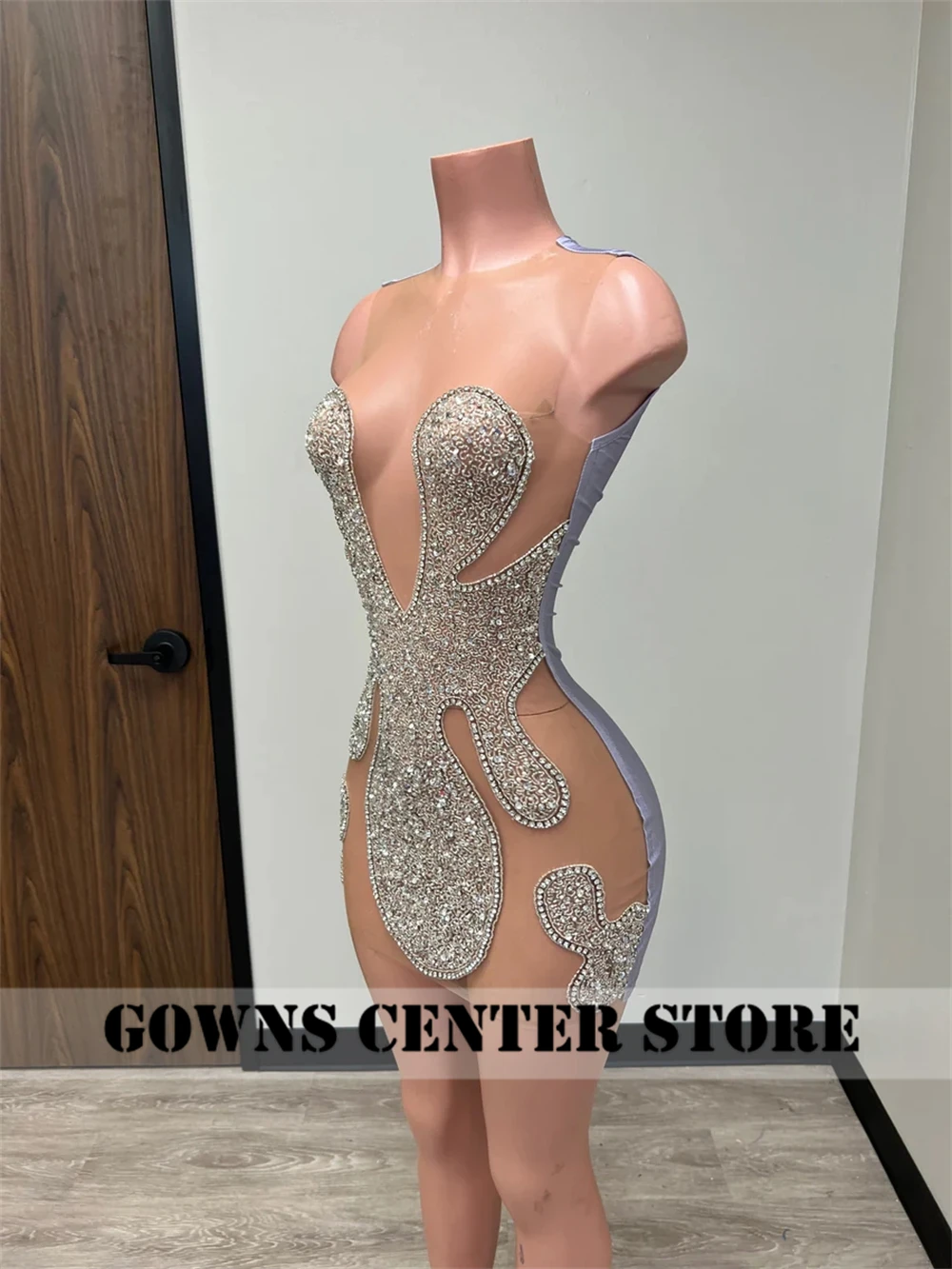 Hot Sliver Beading Mermaid Prom Dresses Black Girls See Thru Dress For Birthday Party Sexy Cocktail Gowns African Customized