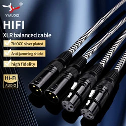 HIFI xlr Audio Cable High Quality 7N OCC Silver Plated Male to Female M/F 3Pin Jack Extension Cable For Microphone Mixer